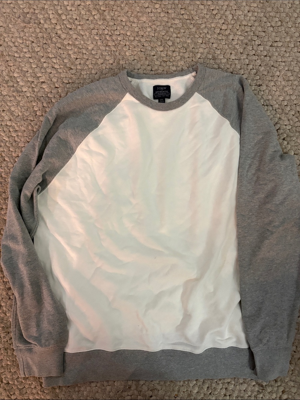 J. Crew White Body Gray Raglan Crewneck Sweatshirt